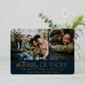 Elegant Thrill of Hope Navy Two Photo Kerstmis Folie Feestdagenkaart (Staand Voorkant)