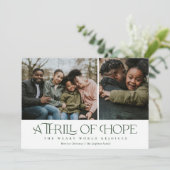 Elegant Thrill of Hope Two Photo Green Kerstmis Feestdagenkaart (Staand voorkant)