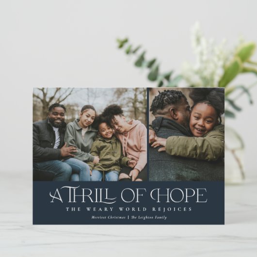 Elegant Thrill of Hope Two Photo Kerstmis Feestdagenkaart (Staand voorkant)