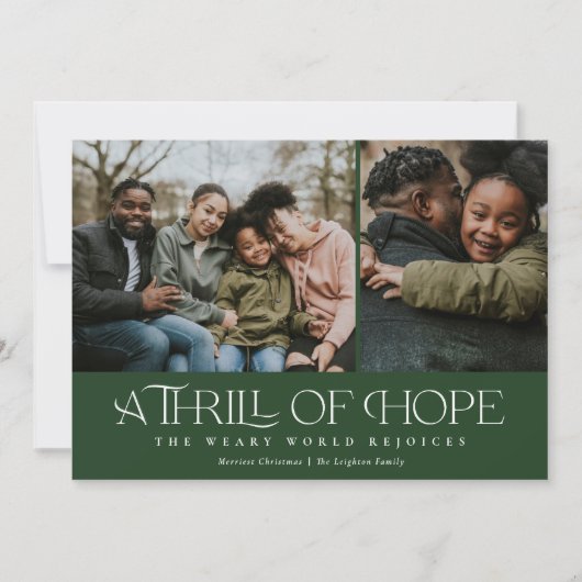 Elegant Thrill of Hope Two Photo Kerstmis Feestdagenkaart (Voorkant)