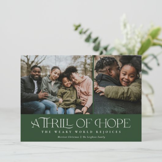 Elegant Thrill of Hope Two Photo Kerstmis Feestdagenkaart (Staand voorkant)