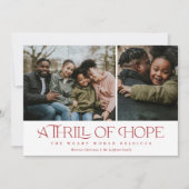 Elegant Thrill of Hope Two Photo Red Kerstmis Feestdagenkaart (Voorkant)