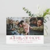 Elegant Thrill of Hope Two Photo Red Kerstmis Feestdagenkaart (Staand voorkant)