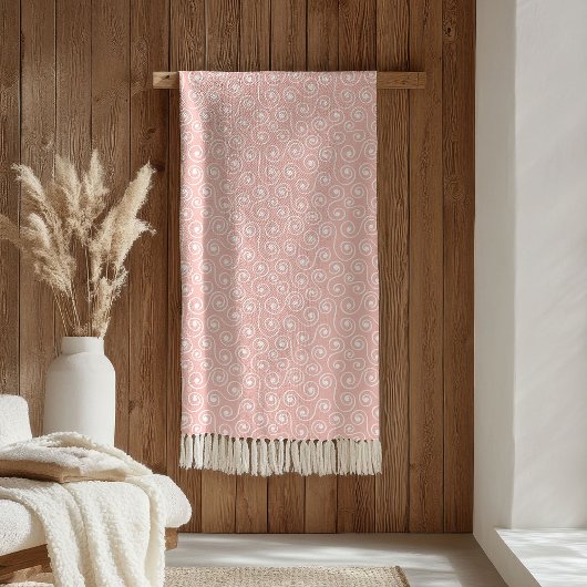 Elegant Throw Blanket Pastel Pink Minimalist Waves Fleece Deken