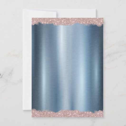 Elegant Tiara Blue Metallic Quinceañera Kaart (Achterkant)