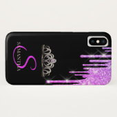 Elegant Tiara Paarse Glitter Drives Case-Mate iPhone Case (Achterkant (horizontaal))