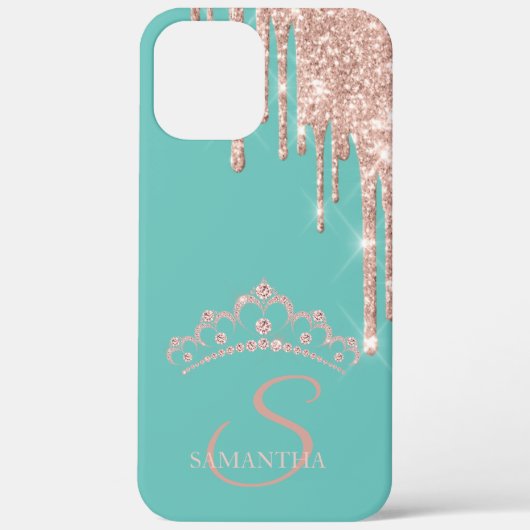 Elegant Tiara Roos Gold Glitter druppelt groen op Case-Mate iPhone Case (Achterkant)