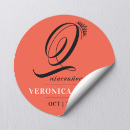 Elegant Tiara Sinaasappel Rood 15e Quinceañera Naa Ronde Sticker