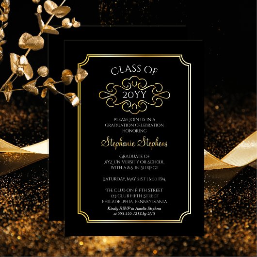 Elegant Ticket Lijst College Graduation Party Folie Uitnodiging