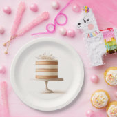 Elegant Tier White Floral Cake Vrijgezellenfeest Papieren Bordje (Feest)