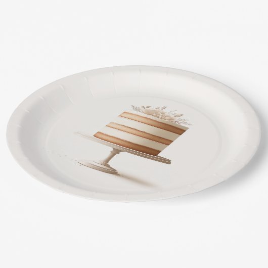 Elegant Tier White Floral Cake Vrijgezellenfeest Papieren Bordje (Gekanteld)