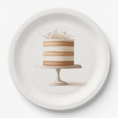 Elegant Tier White Floral Cake Vrijgezellenfeest Papieren Bordje (Voorkant)