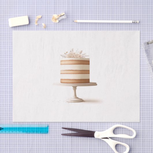 Elegant Tier wit bloemenbruiloft taart bakkerij Tissuepapier (Craft)