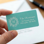 Elegant Tiffany Blauwgroen groen Floral Wreatmonog Etiket