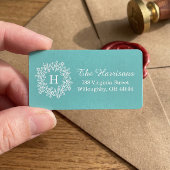 Elegant Tiffany Blauwgroen groen Floral Wreatmonog Etiket