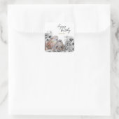 Elegant Tiger Botanical Floral Birthday Vierkante Sticker (Tas)