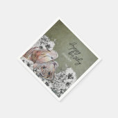 Elegant Tiger Botanical Floral Sage Gold Birthday Servet (Hoek)