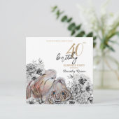 Elegant Tiger Botanical Floral Surprise Birthday Kaart (Staand voorkant)