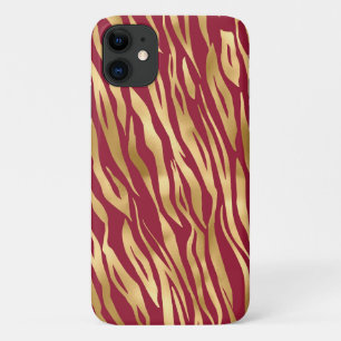 Elegant Tiger Burgundy Gold Chic Stylish Case-Mate iPhone Case