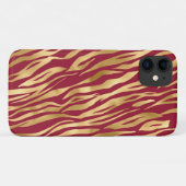 Elegant Tiger Burgundy Gold Chic Stylish Case-Mate iPhone Case (Achterkant (horizontaal))