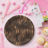 Elegant Tiger Chic Black Bronze Stijlvol Papieren Bordje (Feest)