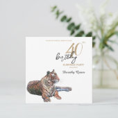 Elegant Tiger Floral Surprise Birthday Party Kaart (Staand voorkant)