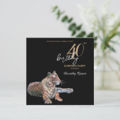 Elegant Tiger Floral Surprise Birthday Party Kaart (Staand voorkant)