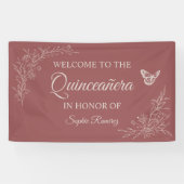 Elegant tijdloos Roos Mauve Quinceañera Banner (Horizontaal)