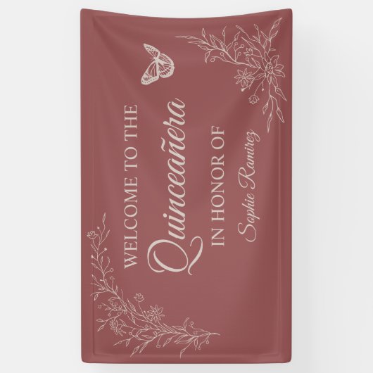 Elegant tijdloos Roos Mauve Quinceañera Banner (Verticaal)