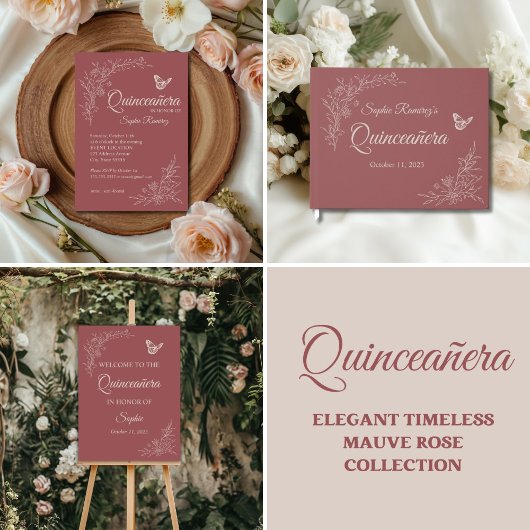 Elegant Tijdloos Roos Mauve Quinceañera Favoriet T Bedankjes Labels