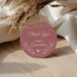 Elegant Tijdloos Roos Mauve Quinceañera Favoriet T Bedankjes Labels