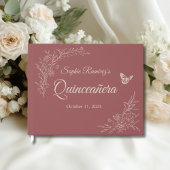 Elegant tijdloos Roos Mauve Quinceañera Guest Book Gastenboek