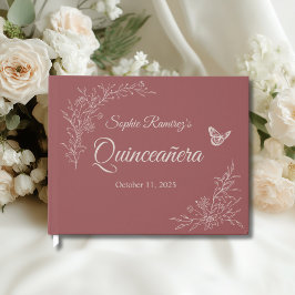 Elegant tijdloos Roos Mauve Quinceañera Guest Book Gastenboek