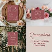 Elegant tijdloos Roos Mauve Quinceañera Guest Book Gastenboek