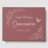 Elegant tijdloos Roos Mauve Quinceañera Guest Book Gastenboek (Voorkant)