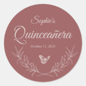 Elegant tijdloos Roos Mauve Quinceañera Sticker (Voorkant)