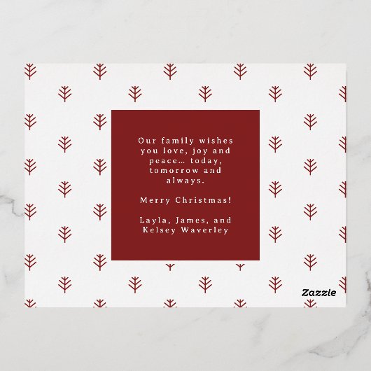 Elegant tijdloos script vrolijke kerstfoto folie feestdagen briefkaart (Achterkant)