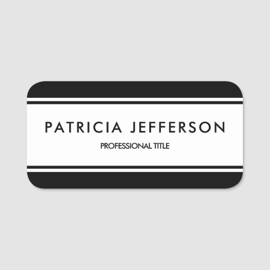 Elegant tijdloos zwart-wit: klassiek zwart-wit naamplaatje (Voorkant)