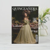 Elegant tijdschrift Quinceanera Bewaar de datum Kaart (Staand voorkant)