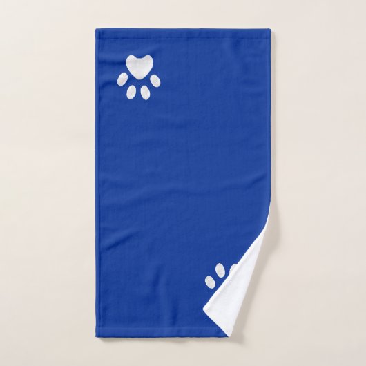 Elegant tijgergezicht, poten en monogram op blauw bad handdoek (Handdoek)
