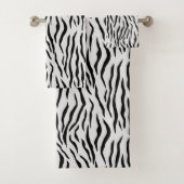 Elegant tijgerhuidpatroon in zwart-wit en lichtgri bad handdoek (Insitu)