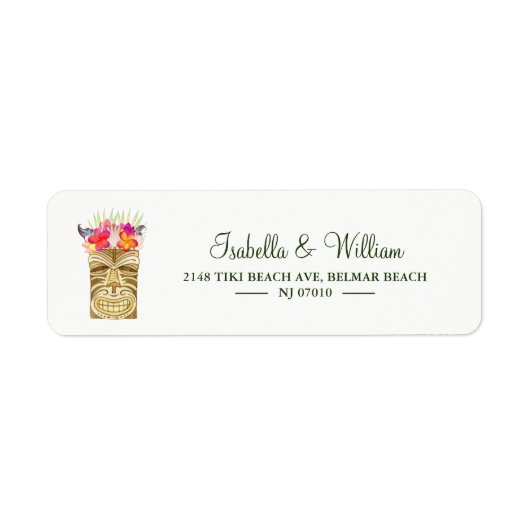 Elegant Tiki Tropical Summer Wedding Address Etiket (Voorkant)