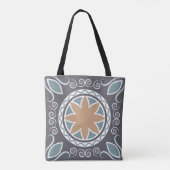 Elegant Tile Pattern Blue & Grey Mode Design Tote Bag (Achterkant)