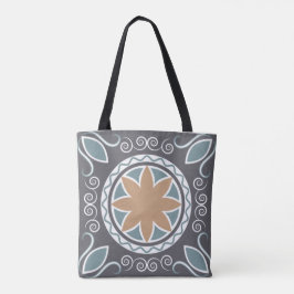 Elegant Tile Pattern Blue & Grey Mode Design Tote Bag