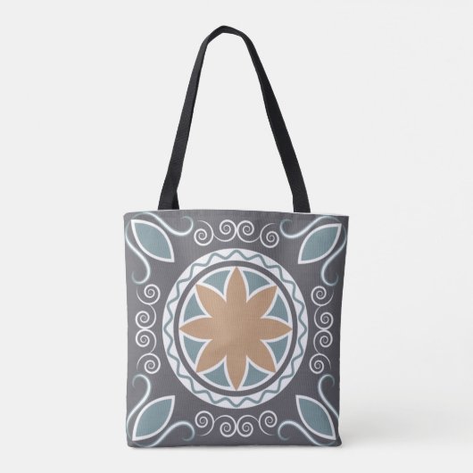 Elegant Tile Pattern Blue & Grey Mode Design Tote Bag (Achterkant)