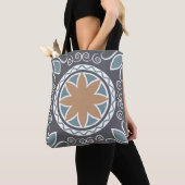 Elegant Tile Pattern Blue & Grey Mode Design Tote Bag (Dichtbij)