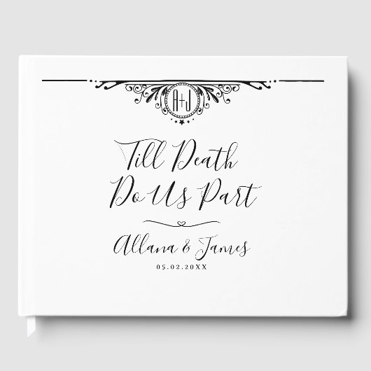 Elegant Till Death Do us Part Monogram Gastenboek (Voorkant)