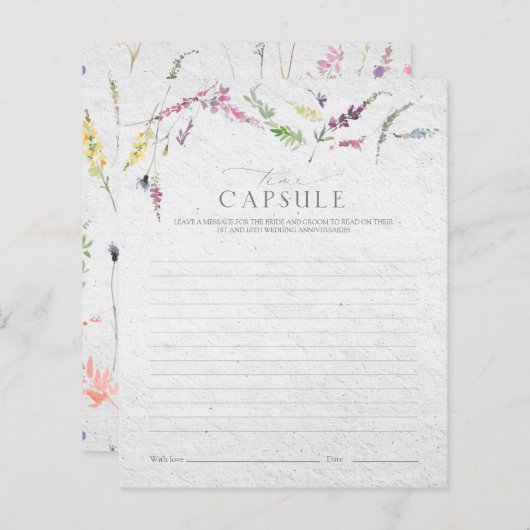 Elegant Time Capsule Wildflower Shower Game (Voorkant / Achterkant)