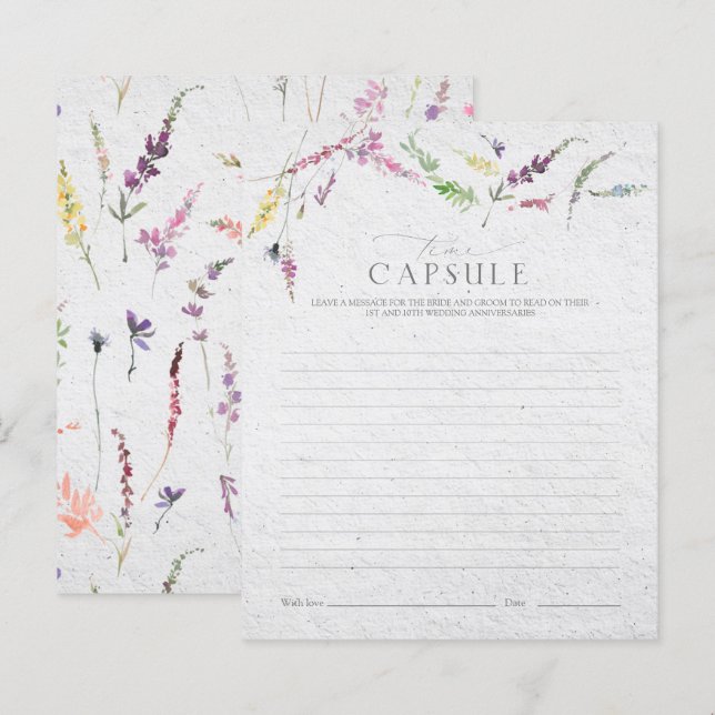 Elegant Time Capsule Wildflower Shower Game (Voorkant / Achterkant)