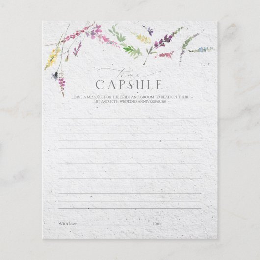 Elegant Time Capsule Wildflower Shower Game (Voorkant)